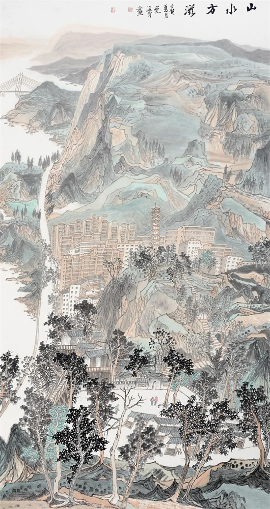 山水方滋  叶海青  中国画  177cm×95cm  
